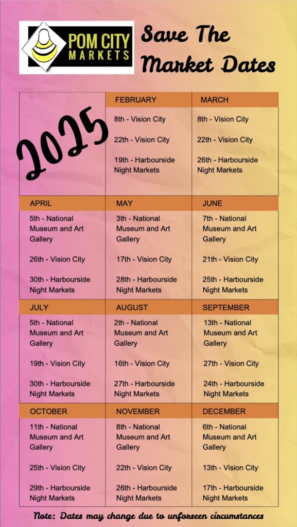 Pom City Markets Calendar 2025