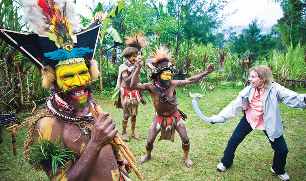 Huli Wigmen And Tourists Hela Province Papua New Guinea David Kirkland